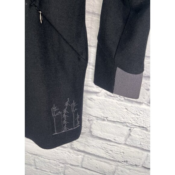 IBEX Women's Black Wool Embroidered Full Zip Coat XS - Picture 2 of 7